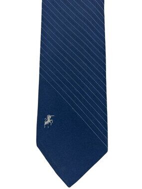 Vintage Bronzini Men's Navy Striped Necktie Unicorn Design Novelty Collection